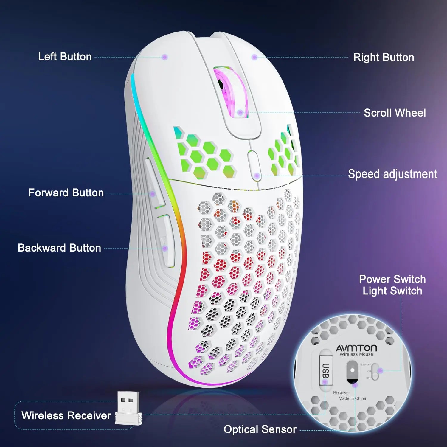 Hollow RGB Wireless Gaming Mouse