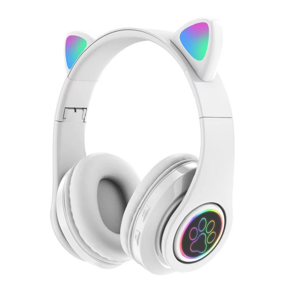 Flash Light Cute Cat Ears Wireless Headphone with Mic Control LED Kid Girl Stereo Music Helmet Phone Bluetooth Headset Gift